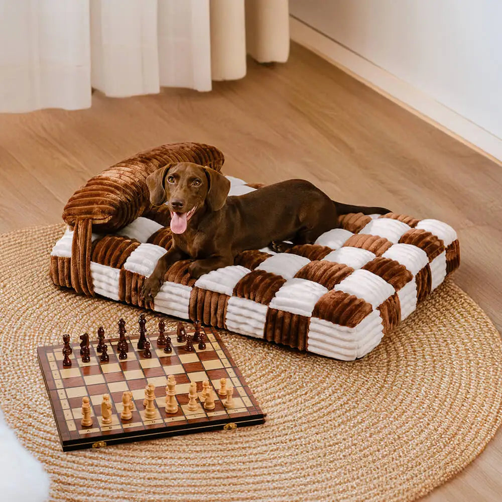 Handmade Plush Orthopedic Dog Bed with Pillow – Soft Square Pet Mattress for Small & Large Dogs