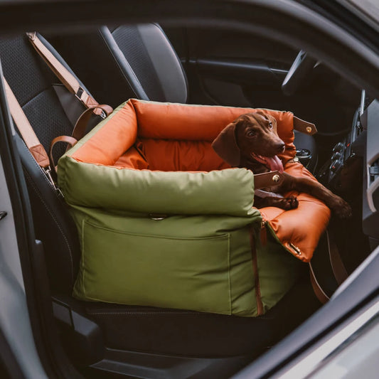 Luxury Faux Leather Pet Car Seat – Booster Bed for Dogs & Cats, Travel Safety Seat with Comfort Cushion
