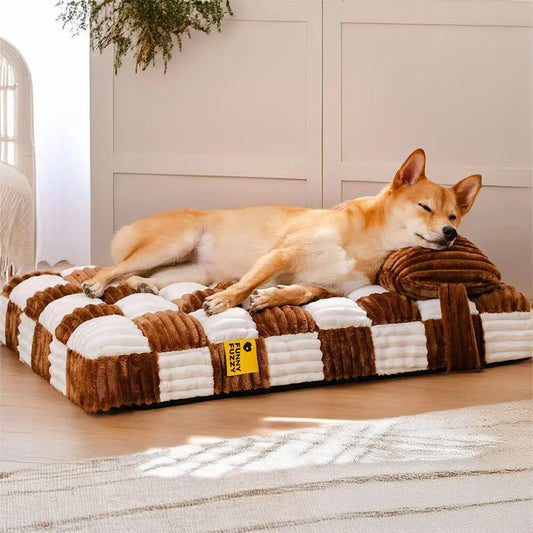 Handmade Plush Orthopedic Dog Bed with Pillow – Soft Square Pet Mattress for Small & Large Dogs