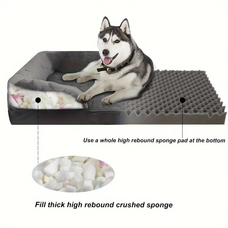 Extra Large Orthopedic Dog Sofa Bed – Washable Foam Support Pet Bed with Removable Cover for All Seasons