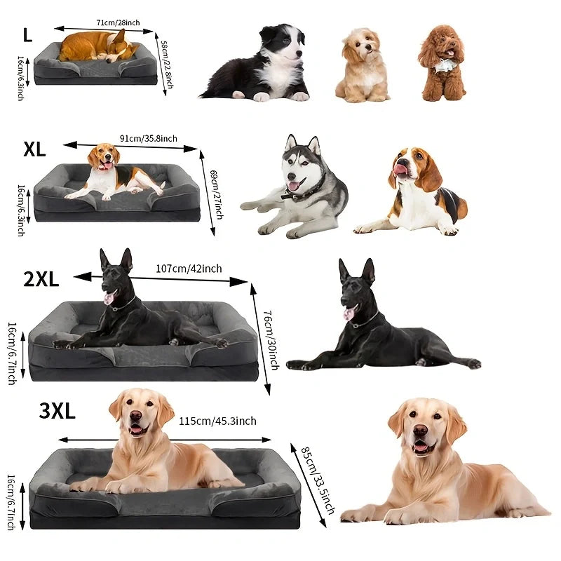 Extra Large Orthopedic Dog Sofa Bed – Washable Foam Support Pet Bed with Removable Cover for All Seasons