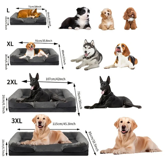 Extra Large Orthopedic Dog Sofa Bed – Washable Foam Support Pet Bed with Removable Cover for All Seasons